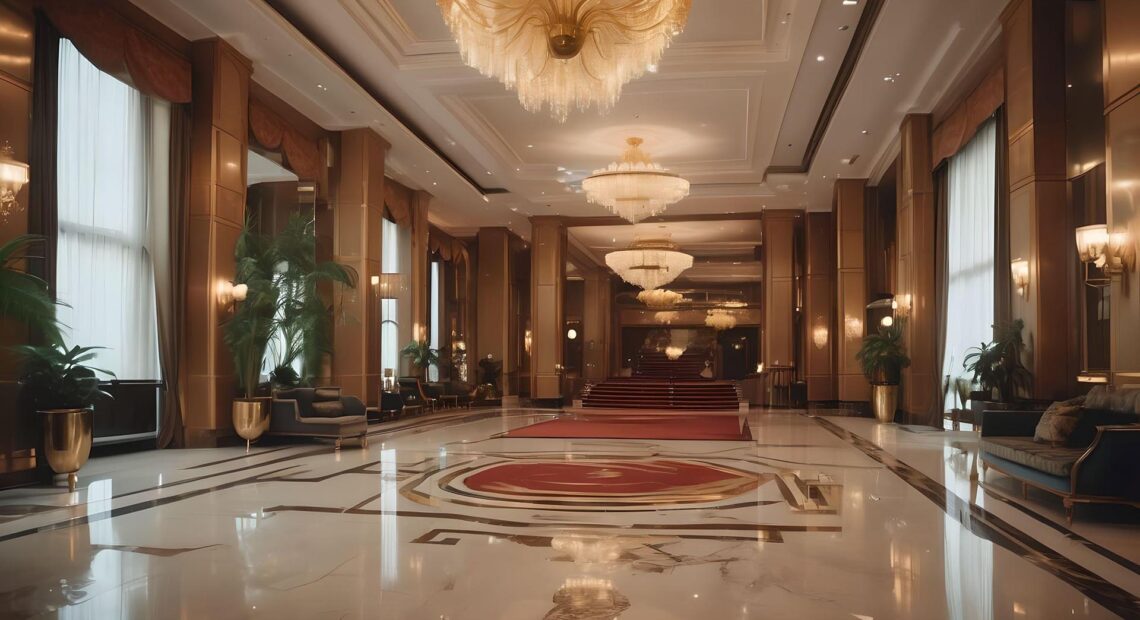 Opulent hotel lobby